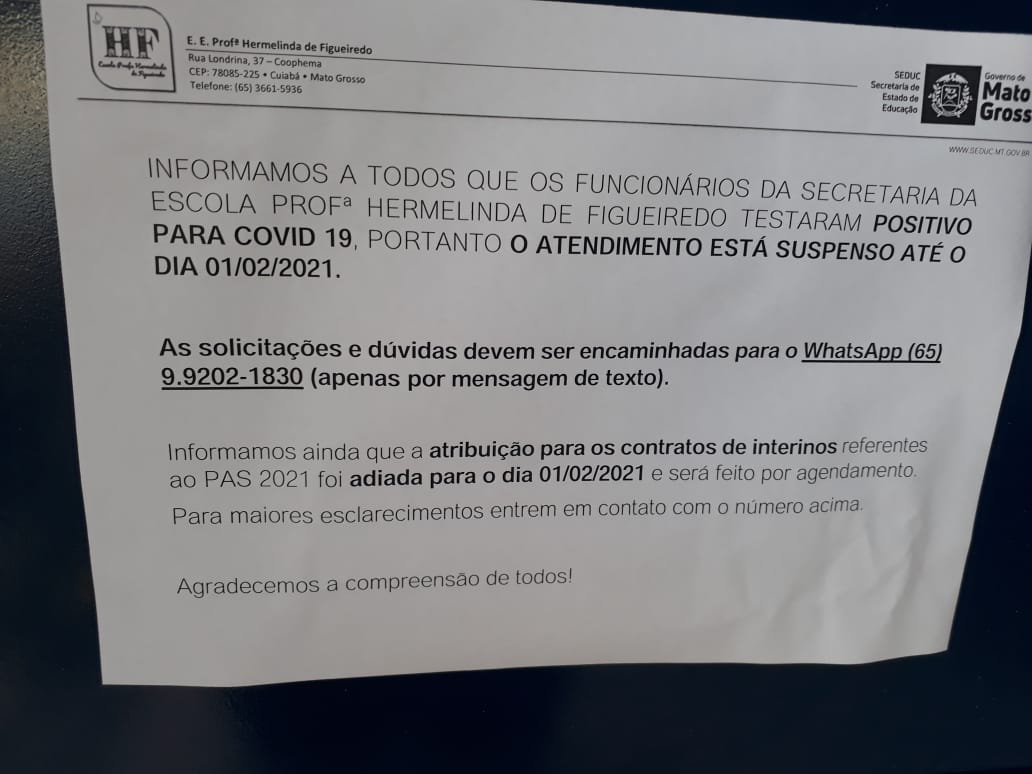 Covid escola Hermelinda