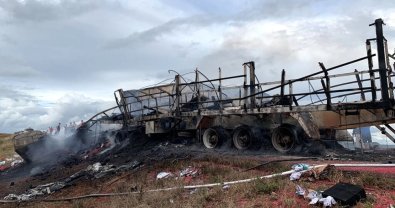 carreta pega fogo, acidente sinop