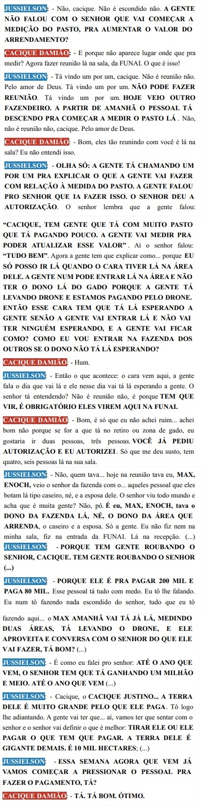 interceptacao cacique damiao e Jussielson, funai