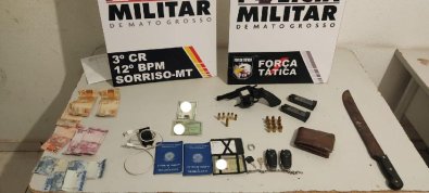 Seis suspeitos por roubo sï¿½o presos pela Polï¿½cia Militar em Sorriso