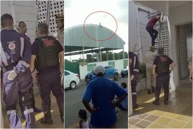Homem pula de quadra