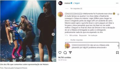 Maiara bebada em show